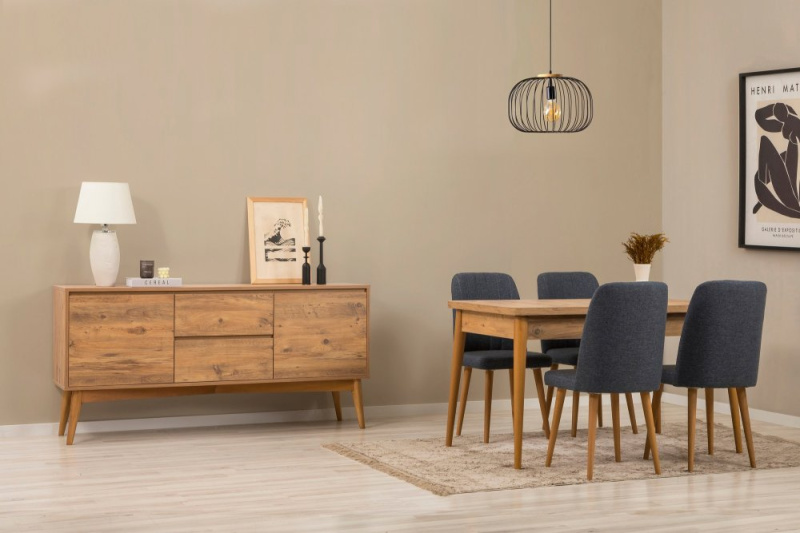 Set s rozkládacím stolem, židlemi a konzolou (6 kusů) Vina 01 1048 - Atlantic Pine, Dark Blue