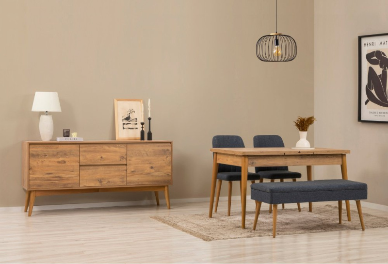 Set s rozkládacím stolem, židlemi a konzolou (5 kusů) Vina 02 1048 - Atlantic Pine, Dark Blue