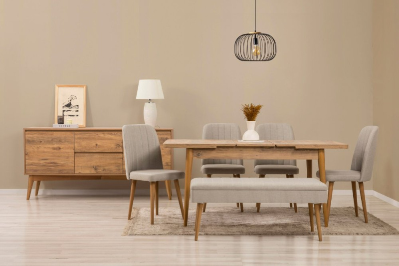 Set s rozkládacím stolem, židlemi a konzolou (7 kusů) Vina 03 1005 - Atlantic Pine, Cream