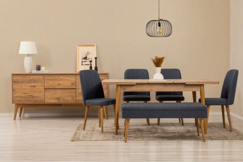 Set s rozkládacím stolem, židlemi a konzolou (7 kusů) Vina 03 1048 - Atlantic Pine, Dark Blue