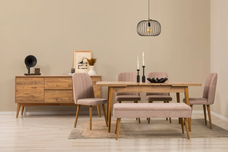 Set s rozkládacím stolem, židlemi a konzolou (7 kusů) Vina 03 0900 - Atlantic Pine, Stone