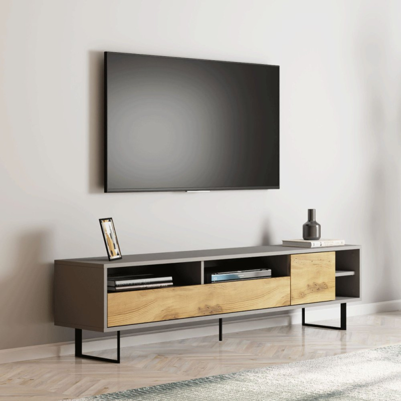 TV stolek Luga - Grey, Oak
