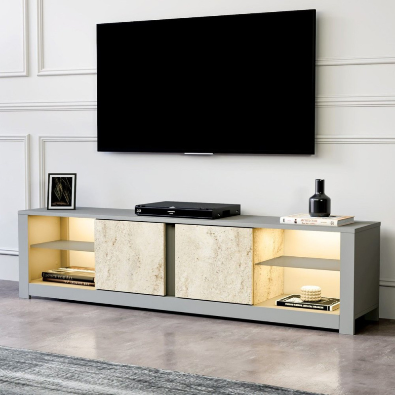 TV stolek Aydos - Grey, Travertine