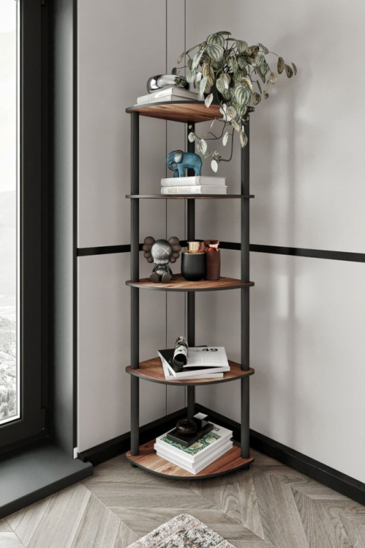 Knihovna Bookcase 5 Corner - Walnut