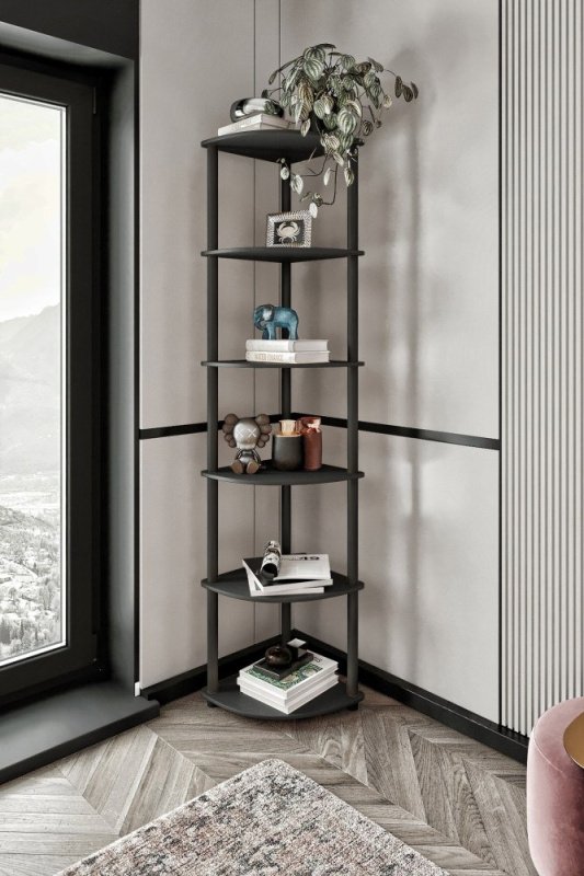 Knihovna Bookcase 6 Corner - Black