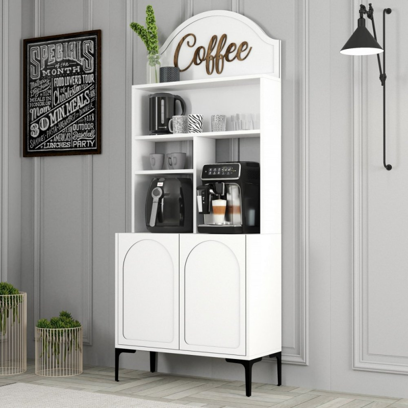 Coffee Bar Cabinet Lyon 80 - White, Black