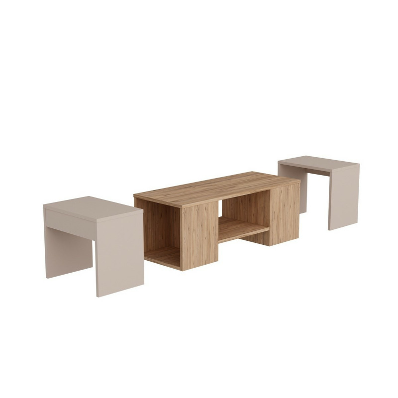 Sada konferenčních stolků Sartos - Atlantic Pine, Beige