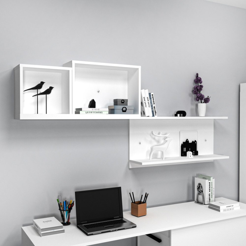 Nástěnná police Akser - White