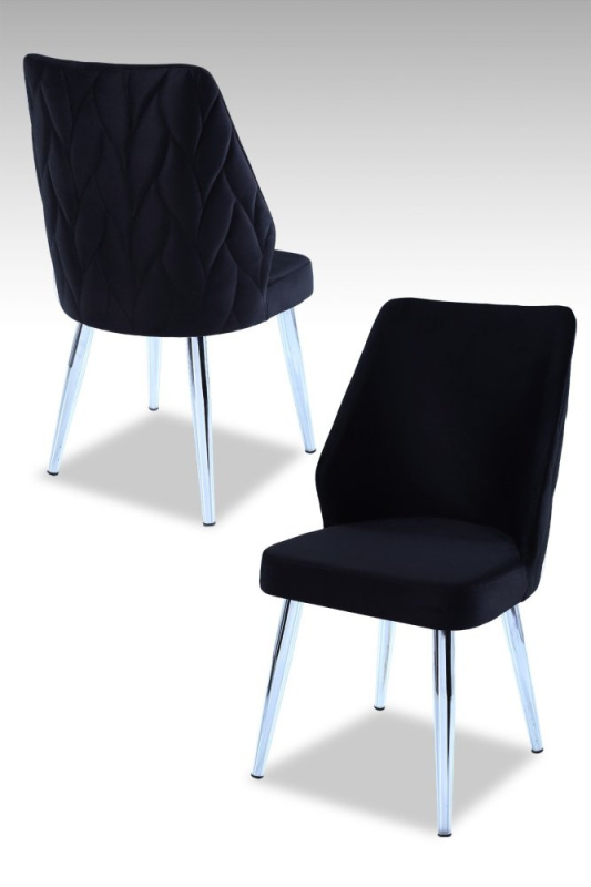 Sada židlí (4 kusy) Pufi - Black, Chrome