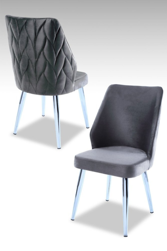 Sada židlí (4 kusy) Pufi - Grey, Chrome