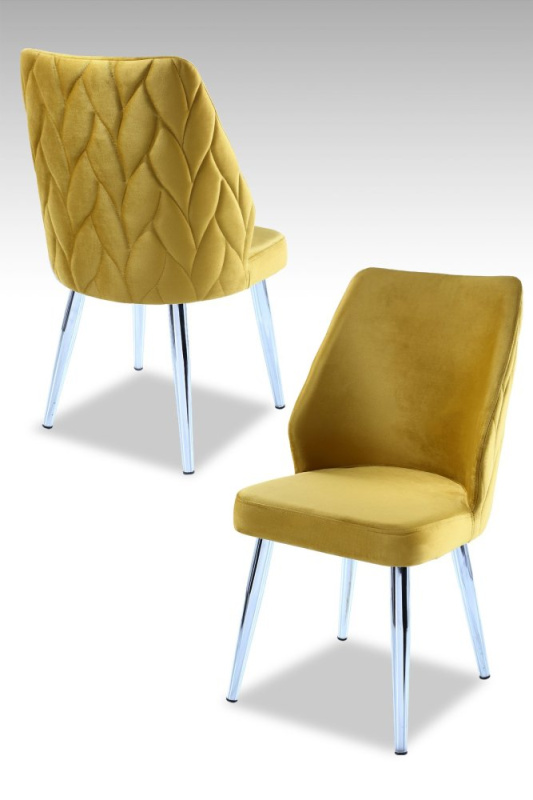 Sada židlí (4 kusy) Pufi - Yellow, Chrome