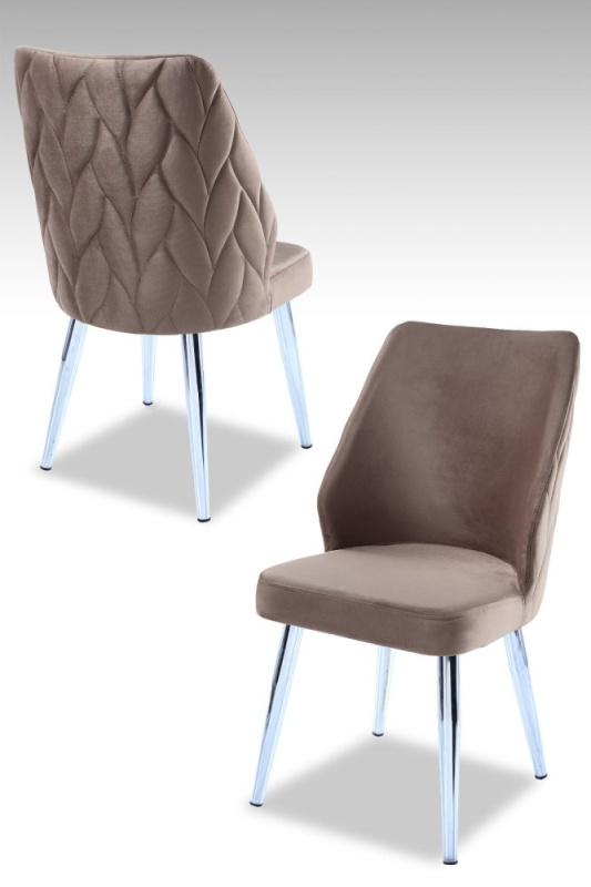 Sada židlí (2 kusy) Pufi - Cappuccino, Chrome