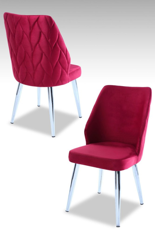 Sada židlí (2 kusy) Pufi - Claret Red, Chrome