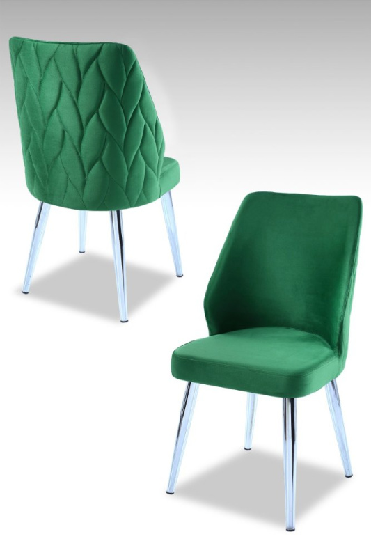 Sada židlí (2 kusy) Pufi - Green, Chrome