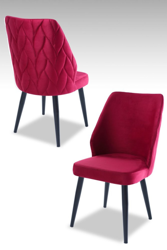 Sada židlí (2 kusy) Pufi - Claret Red, Black