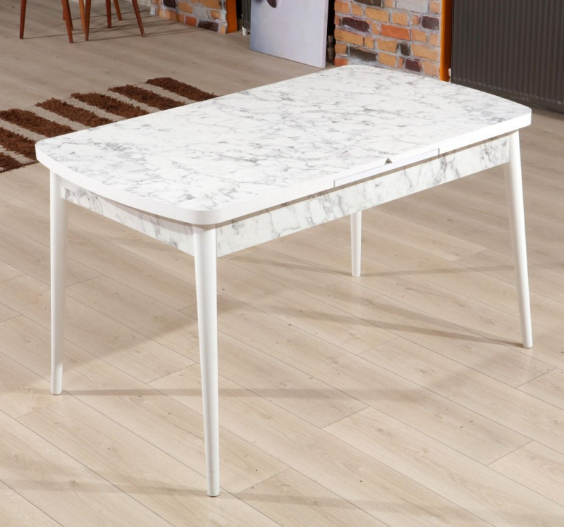 Extendable Dining Table Carrara - White, Grey