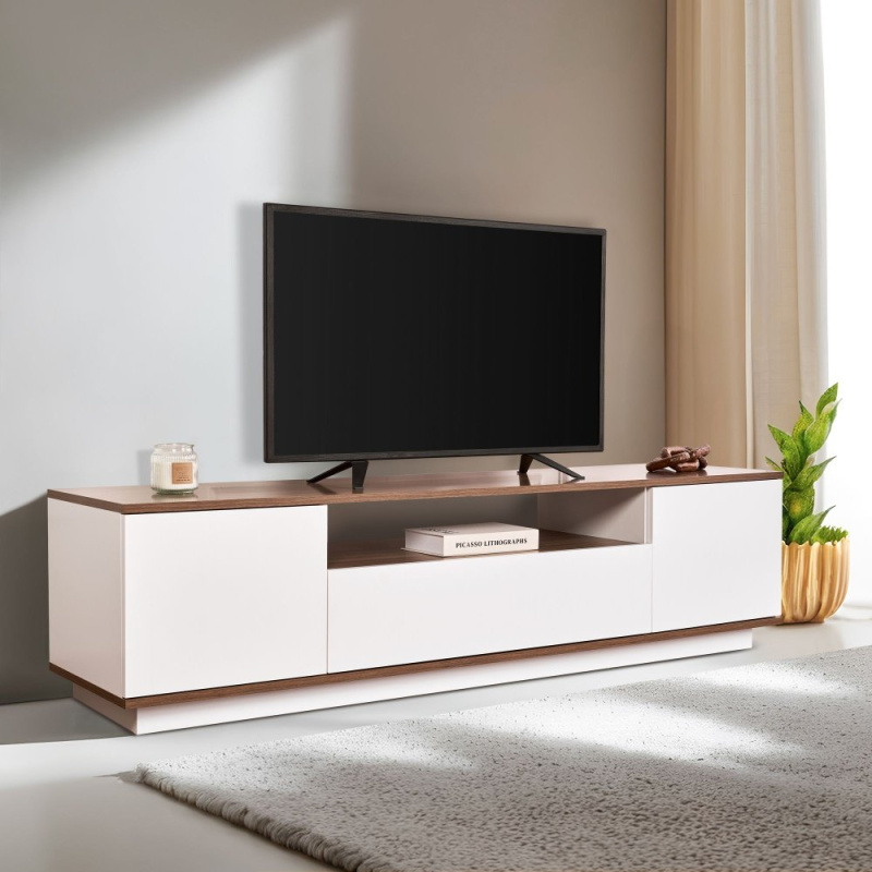 TV stolek Veramont - White, Walnut