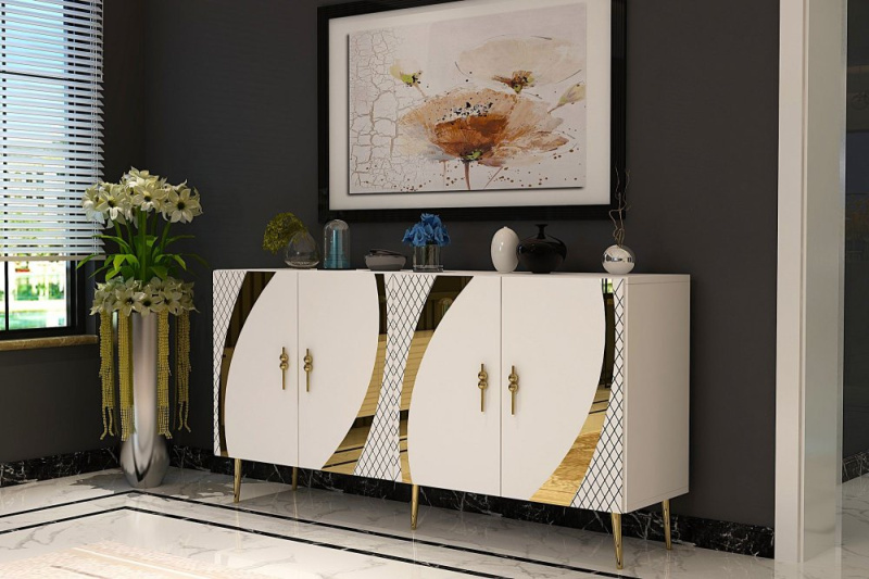 Konzolový stolek Hook KB150 - White, Gold