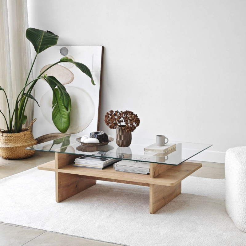 Konferenční stolek Saga Rectangle - Sapphire, Transparent