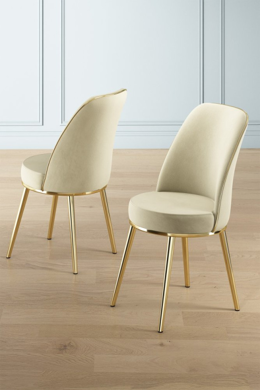 Sada židlí (6 kusů) Pefa - Cream, Gold