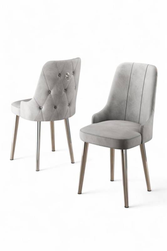 Sada židlí (2 kusy) Newa - Grey, Chrome