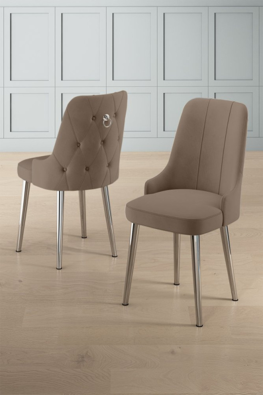Sada židlí (4 kusy) Newa - Cappuccino, Chrome