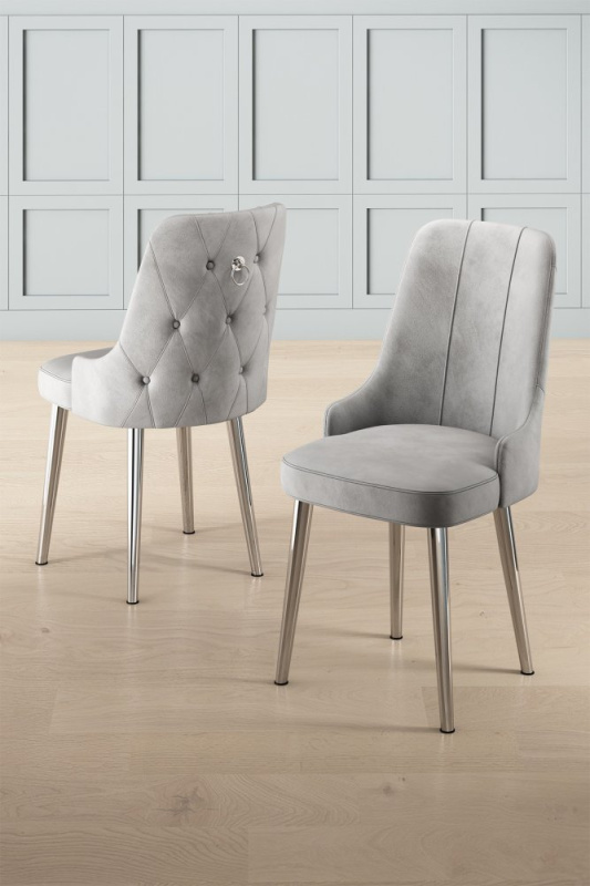 Sada židlí (4 kusy) Newa - Grey, Chrome