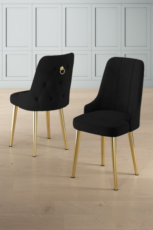 Sada židlí (6 kusů) Newa - Black, Gold