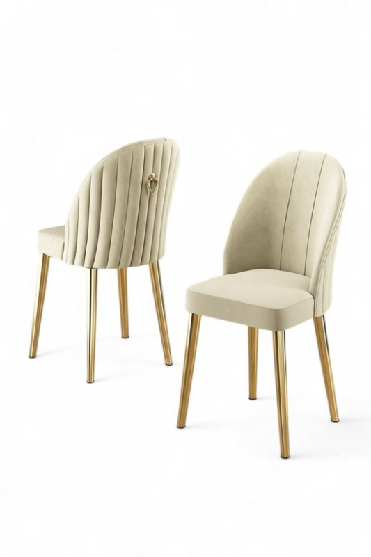 Sada židlí (2 kusy) Mara - Cream, Gold
