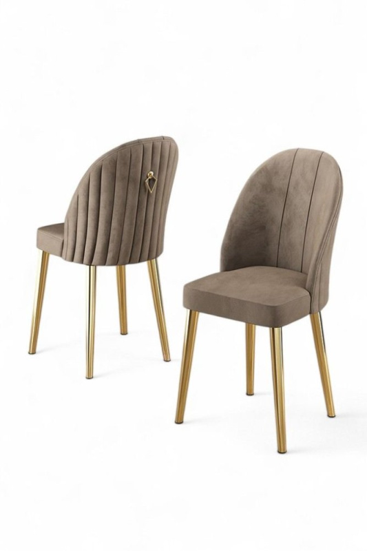 Sada židlí (4 kusy) Mara - Cappuccino, Gold