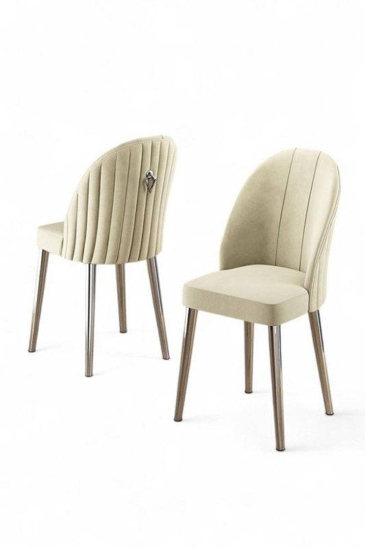 Sada židlí (4 kusy) Mara - Cream, Chrome