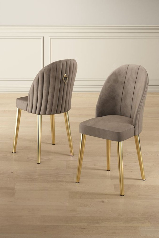 Sada židlí (6 kusů) Mara - Cappuccino, Gold