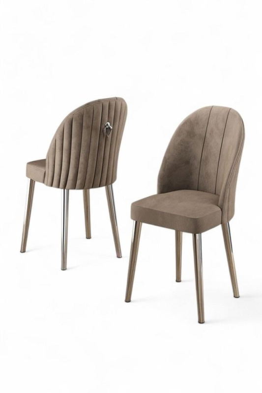 Sada židlí (6 kusů) Mara - Cappuccino, Chrome