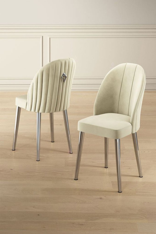 Sada židlí (6 kusů) Mara - Cream, Chrome