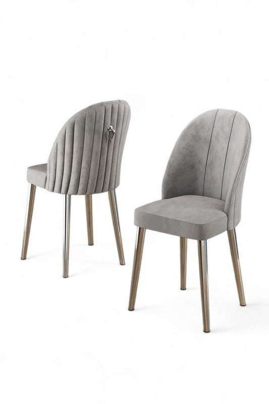 Sada židlí (6 kusů) Mara - Grey, Chrome