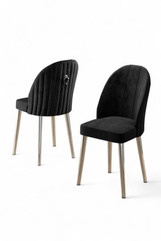 Sada židlí (6 kusů) Mara - Black, Chrome