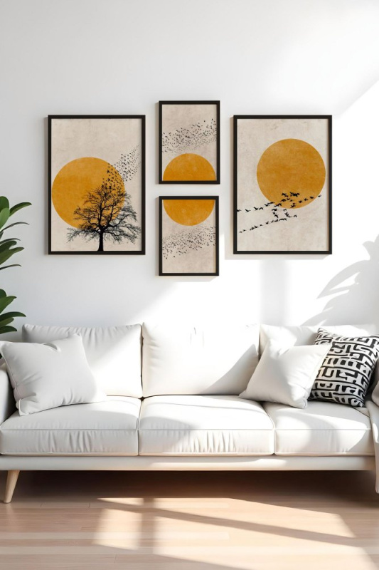 Dekorativní rámovaný obraz z MDF (4 kusy) Huhu455-S