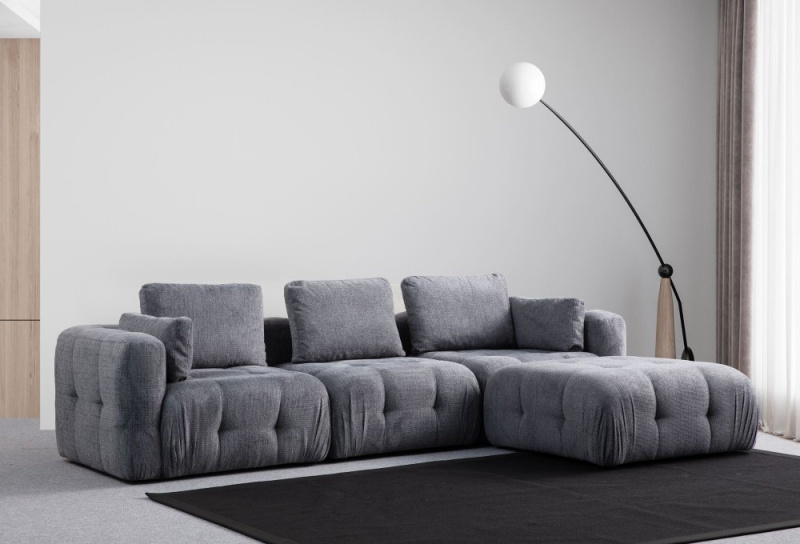 Rohová sedací souprava Amaris 3 Seater With Pouffe - Grey