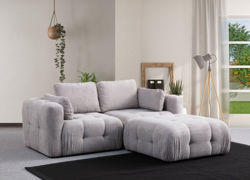 Rohová sedací souprava Amaris 2 Seater With Pouffe - Light Grey