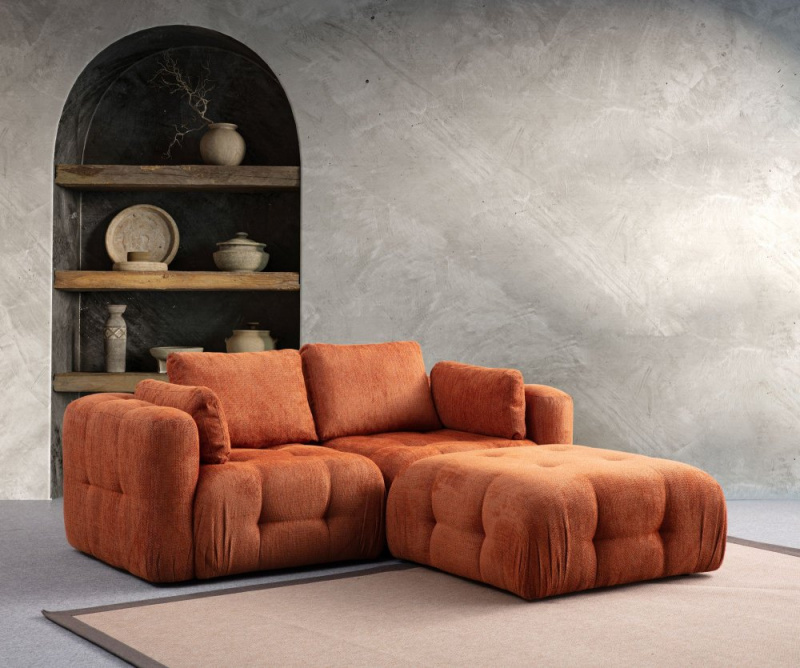 Rohová sedací souprava Amaris 2 Seater With Pouffe - Orange