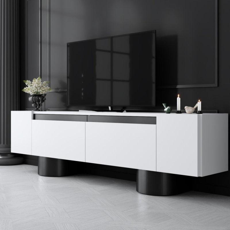 TV stolek Bohem - White, Black