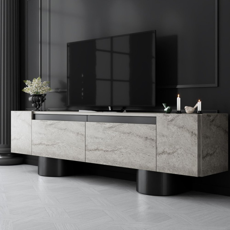 TV stolek Bohem - Travertine, Black