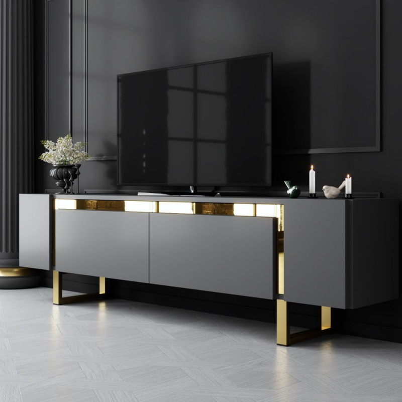 TV stolek Yildiz - Anthracite, Gold