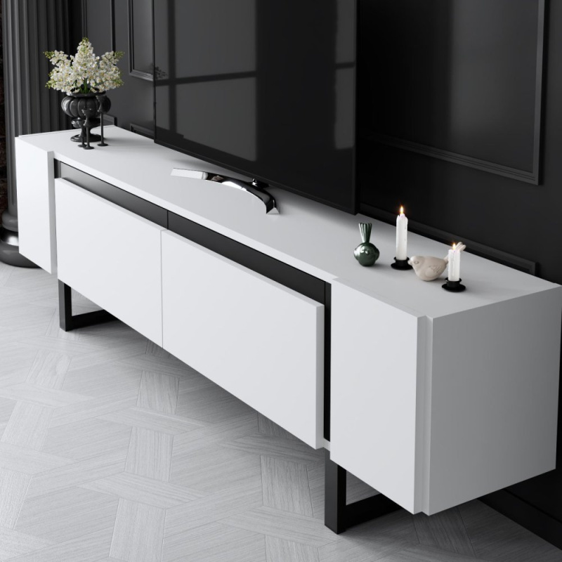 TV stolek Yildiz - White, Black