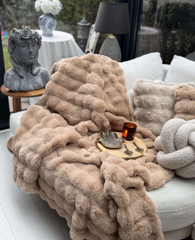 Sofa Shawl Bubble 150x100 - Brown