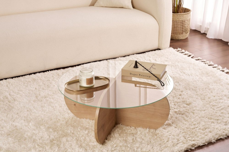 Konferenční stolek Aeris - Sapphire Oak, Transparent