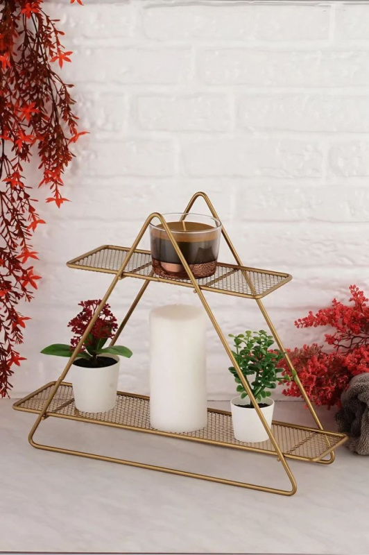 Dekorativní kovová nástěnná police Piramit D2K