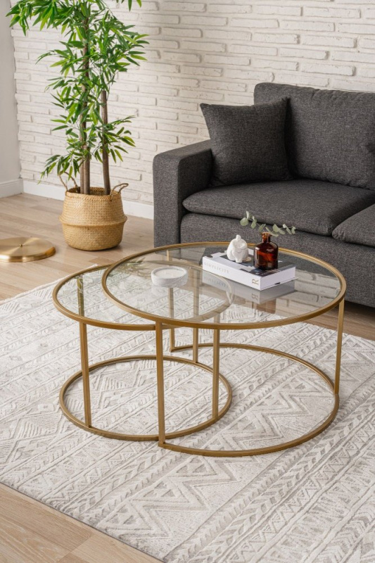 Konferenční stolek Belarus 80 - Gold, Transparent