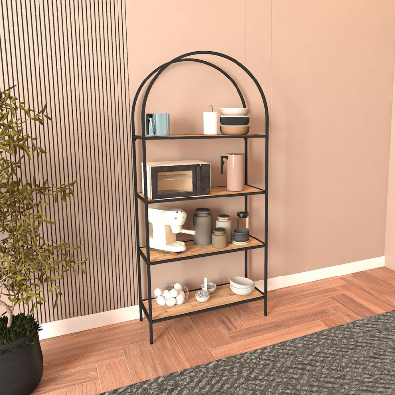 Knihovna Mona 80 - Black, Atlantic Pine