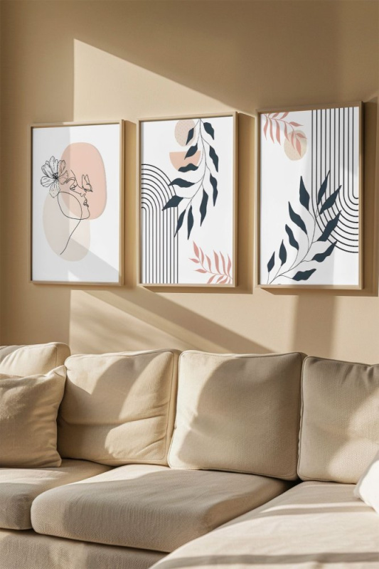 Dekorativní rámovaný obraz (3 kusy) Artvmodel22-Ahsap